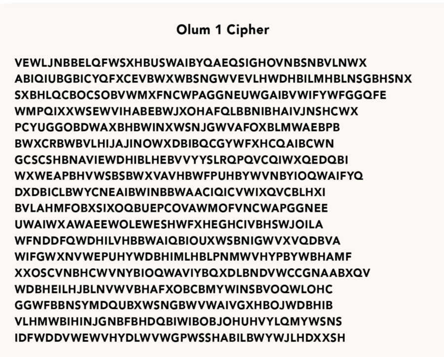 Olum密码系数串字母 数十年来一直未解